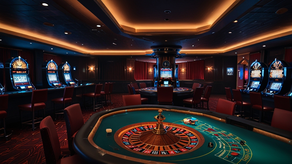 Live-Dealer-Tische für Roulette, Blackjack und Baccarat in einer Casino-Umgebung