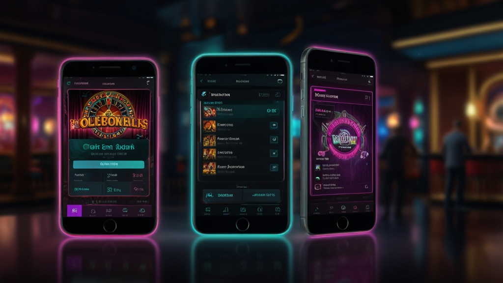 Android- und iPhone-Smartphone mit Download- und Browseransicht in Casino-Optik