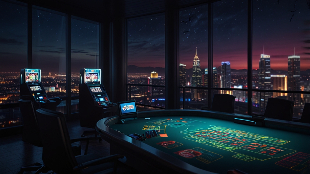 Smartphone mit Installationsbildschirm in einer dunklen Casino-Atmosphäre