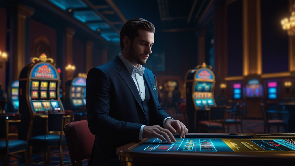Gratisbonus mit leuchtender Chip-Grafik im Casino-Setting
